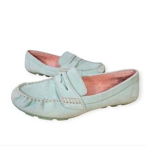 Cynthia Rowley Mint Green Suede Moccasin Driving Loafers Size 6.5